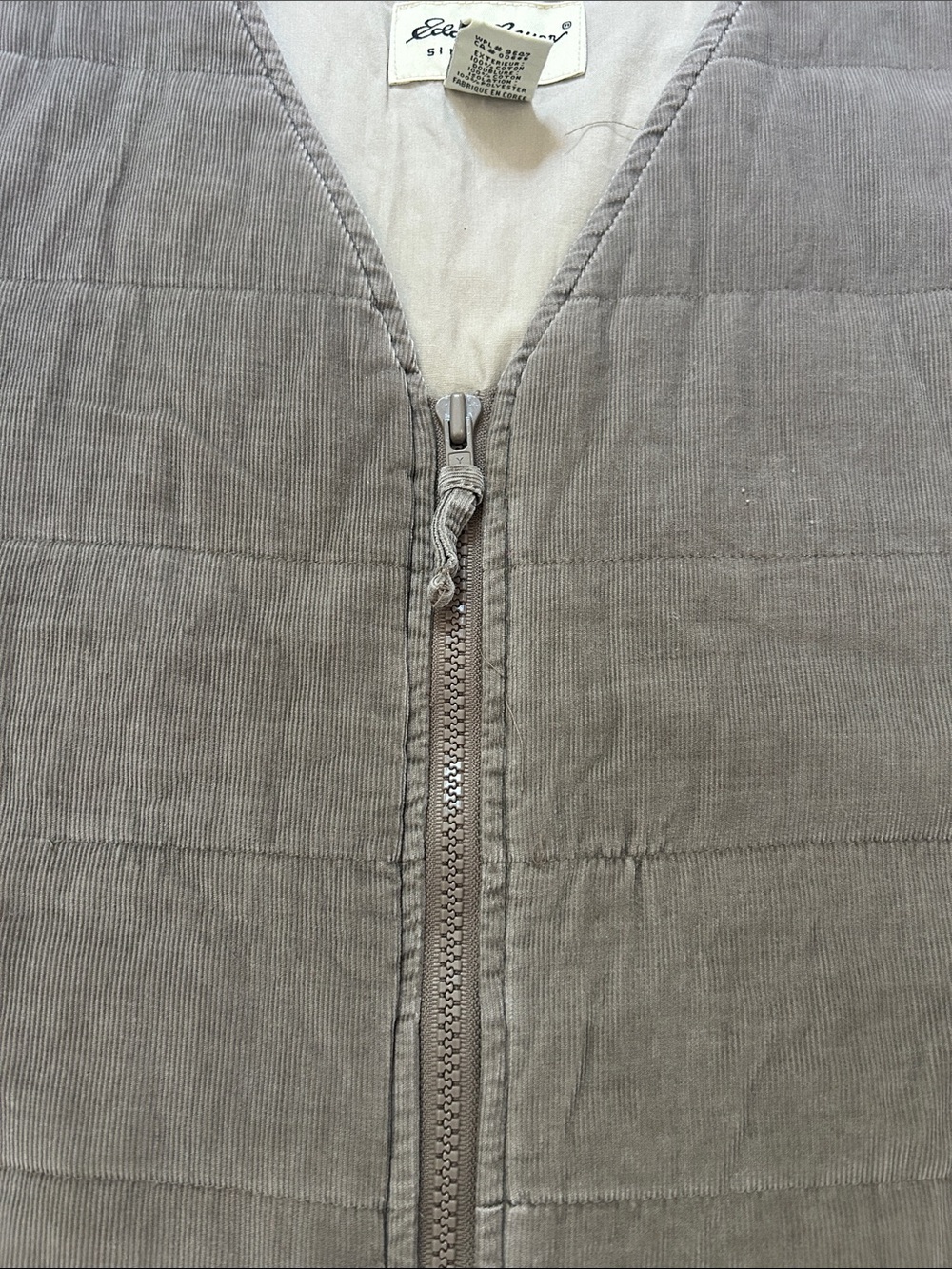 Eddie Bauer Collins Bay Vest Women's S Taupe Quilted Zip-Front Outdoor Corduroy - Picture 8 of 11